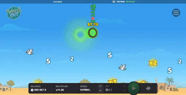 Wheel Out gameplay with multiplier targets